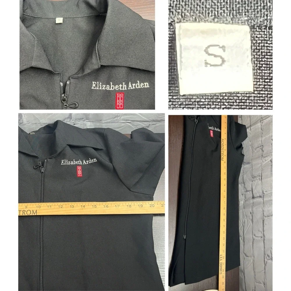 Lot/2 ELIZABETH ARDEN Jacket & Apron SMALL Uniform Top Pockets Cosmetics Counter